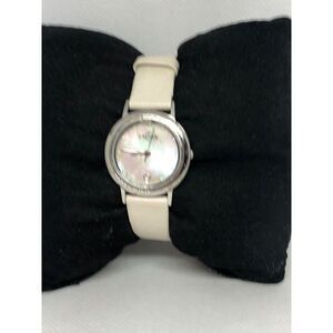 green Lo23SSLW Womens White Leather Analog Mother Of Pearl Dial Wrist Watch HG91